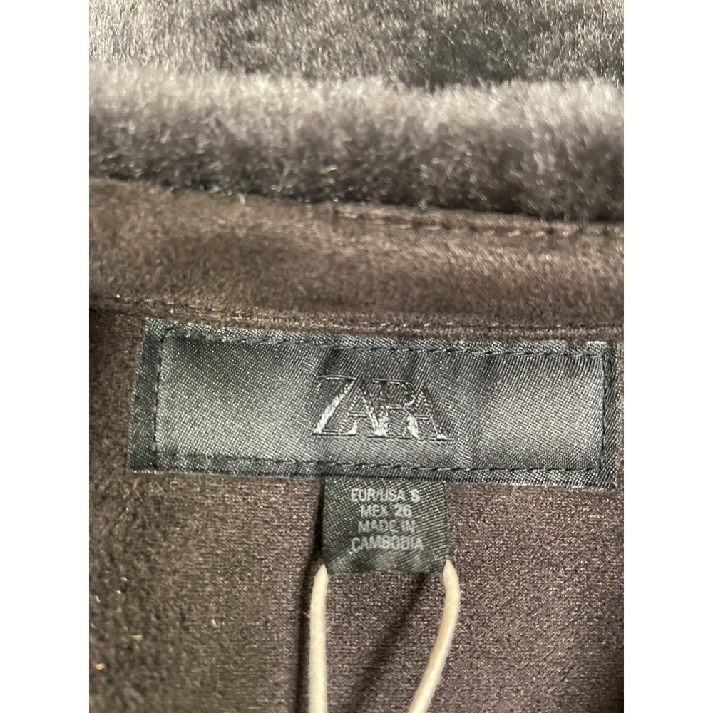 Zara Womens Double Faced Faux Fur Toggle Crop Jacket Brown Cozy Luxury Minimal S - Picture 15 of 16